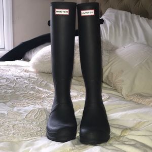 Hunter Adjustable Calf Rain Boot Black